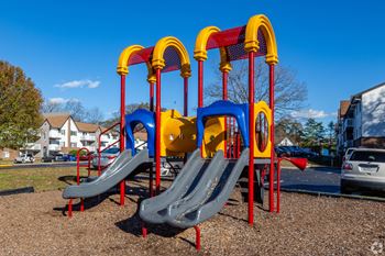 Play area with grey slide 